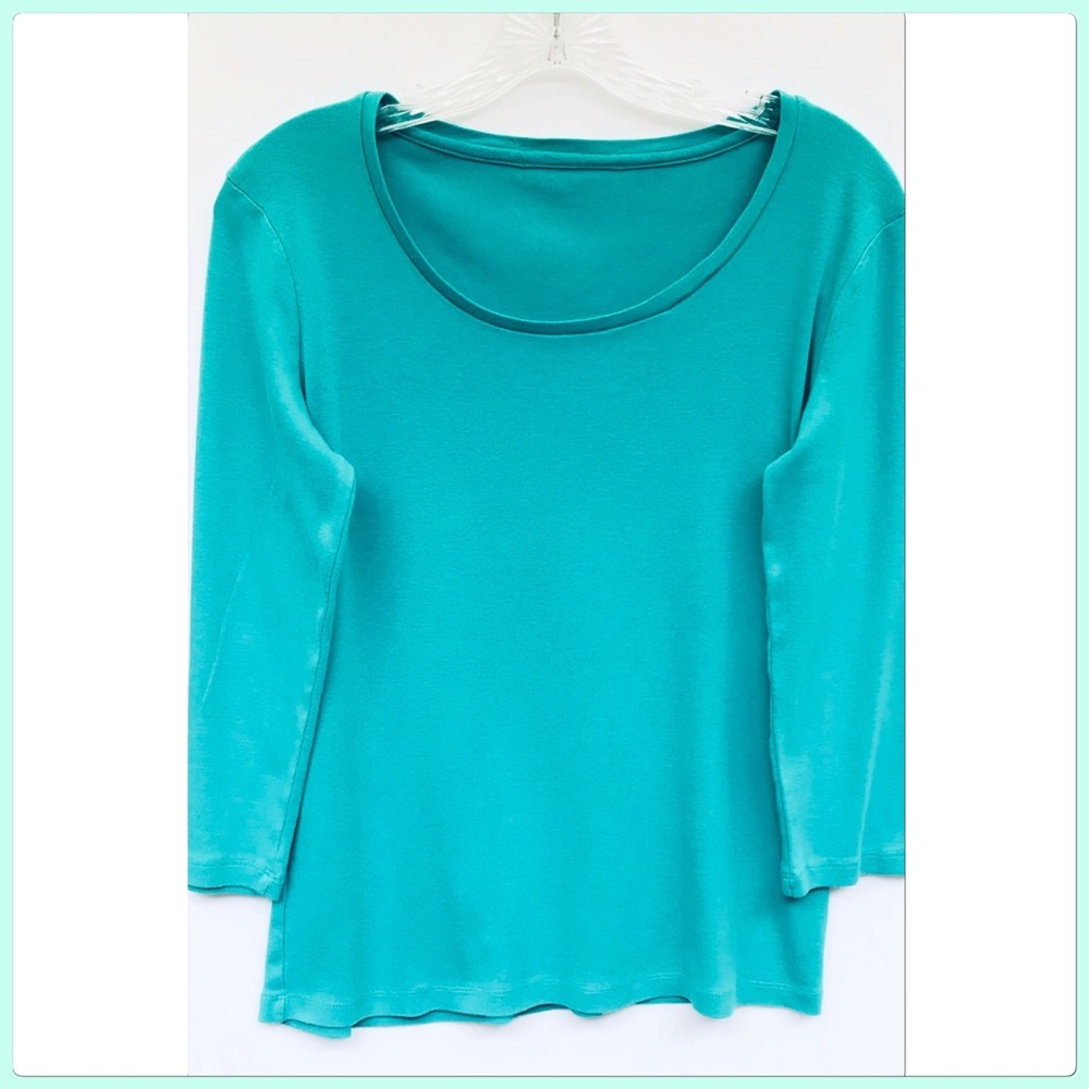 Soft Turquoise Blue 3/4 Sleeve Tee Size M - Picture 4 of 8